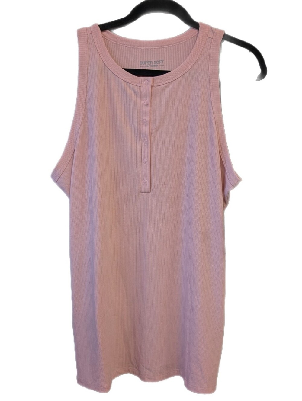 Torrid super soft pale pink henley ribbed tank top size 3XL NWT